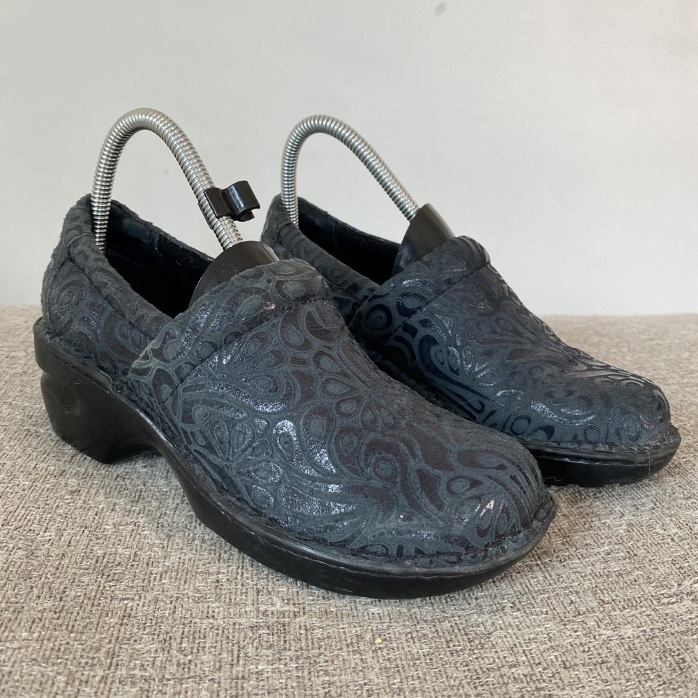 BOC Born Womens Peggy Embossed Leather Clogs‎ Size 7 Whimsigoth Fairy Grunge
